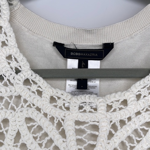 BCBG Maxazria Morton Gardenia Cream Crochet Top Size Small - Picture 2 of 8